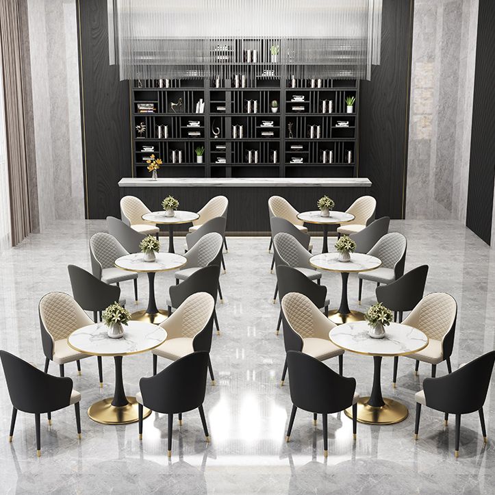 Tavolo da pranzo di lusso tradizionale da 31,5 '"tavolo rotondo con base di tulipani in metallo