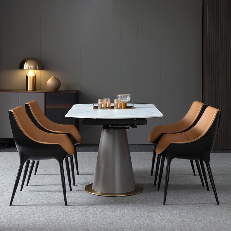 Faux Leather Dining Chairs Contemporary Chairs with Metal Legs