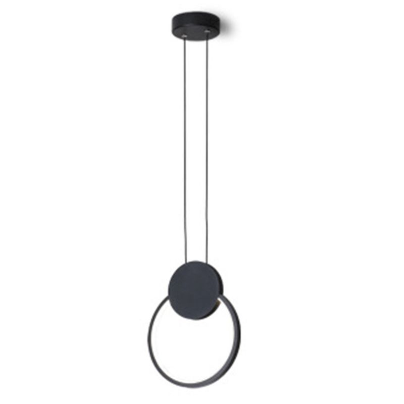 Black Geometric LED Pendant Light in Modern Concise Style Aluminium Hanging Lamp with Acrylic Shade