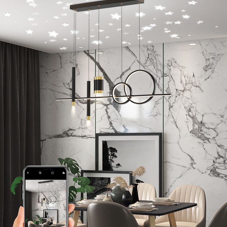 6/7-Light Contemporary Black Kitchen Island Lighting LED Ceiling Light for Bedroom