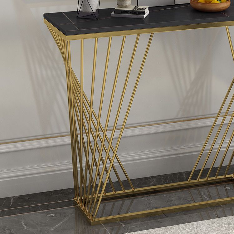 Frame Base Console Table 31.5" Tall Stone Accent Table for Hall