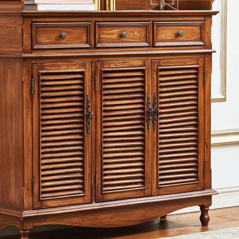 Industrial Rectangle Accent Cabinet with 6 Shelves Distressed Wood Cabinet