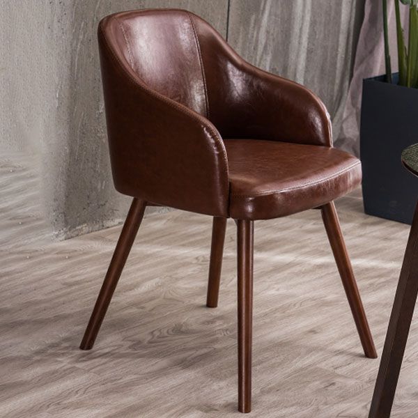 Modern Style Wood Arm Chair Upholstered Fabric Dining Side Chair 19.6"x19.6"x29.9"