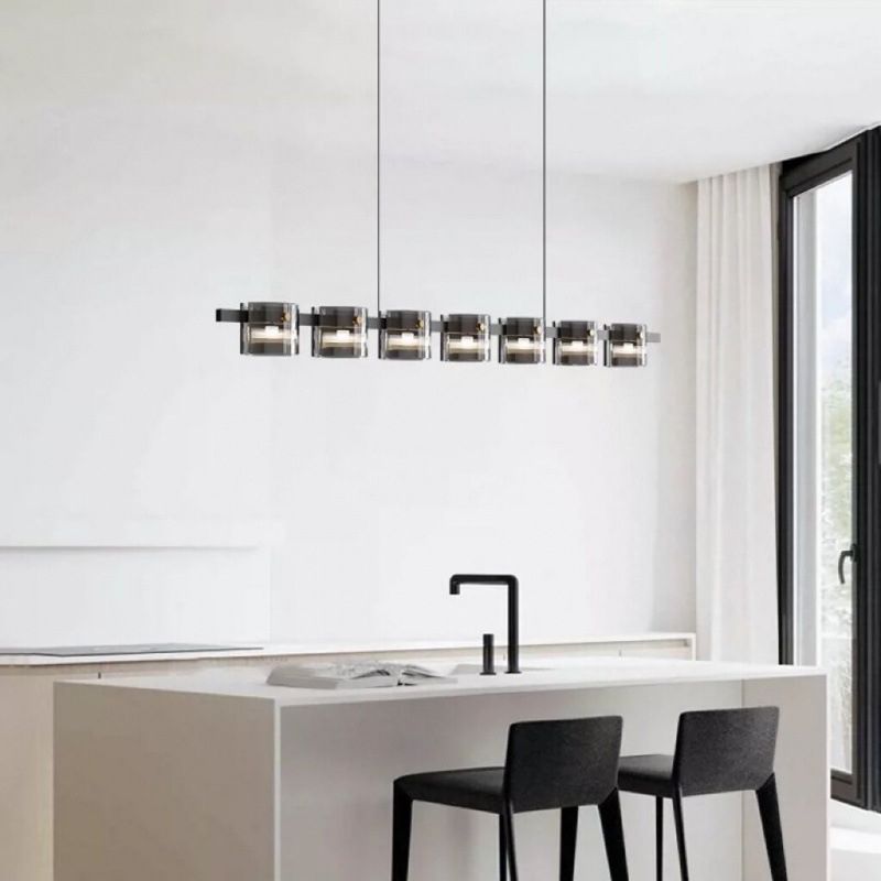 Modern Simple Hanging Island Light Glass LED Hanging Lighting Fixture for Sitting Room