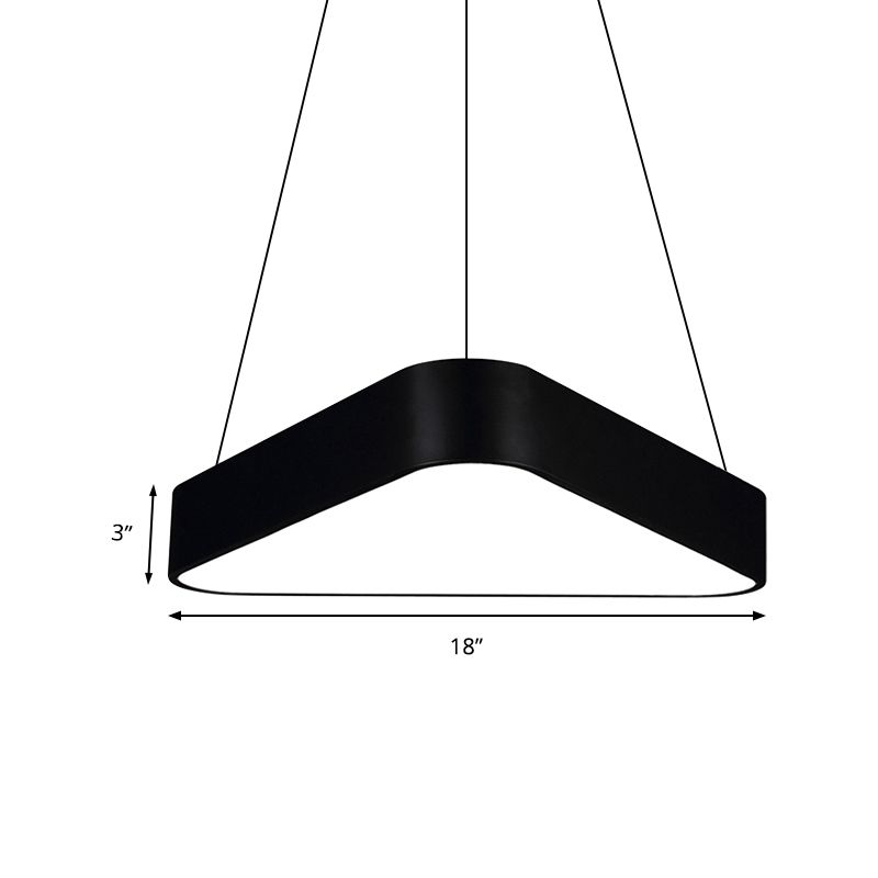 18 "/23.5" Longing de suspensión de triángulo de metal largo LEJ MODERNA LED/NEGRO/NEGRO/plateado en luz blanca/cálida