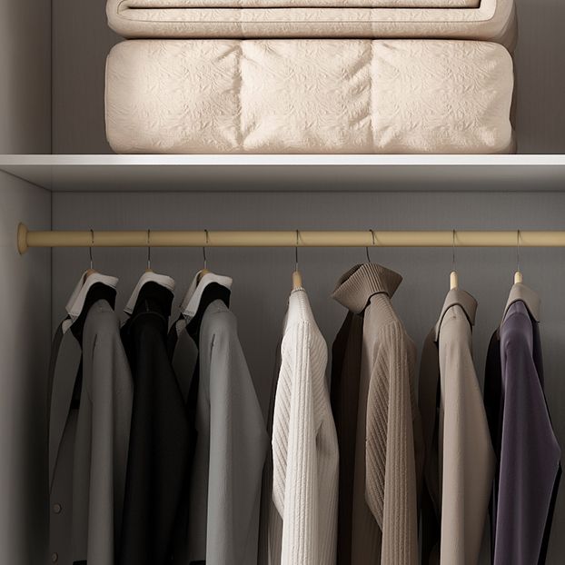 White Sliding Wardrobe Closet with Shelves Wooden Wardrobe Armoire