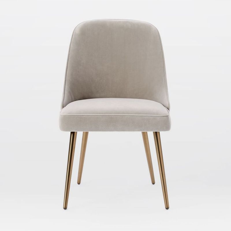 Gold Iron Legs Dining Chairs Glam Upholstered Low Back Side Chair