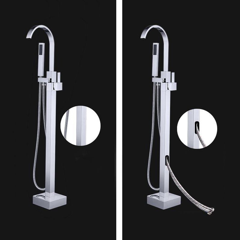Freestanding Bathtub Faucet Floor Mounted One Lever Handle with Hose
