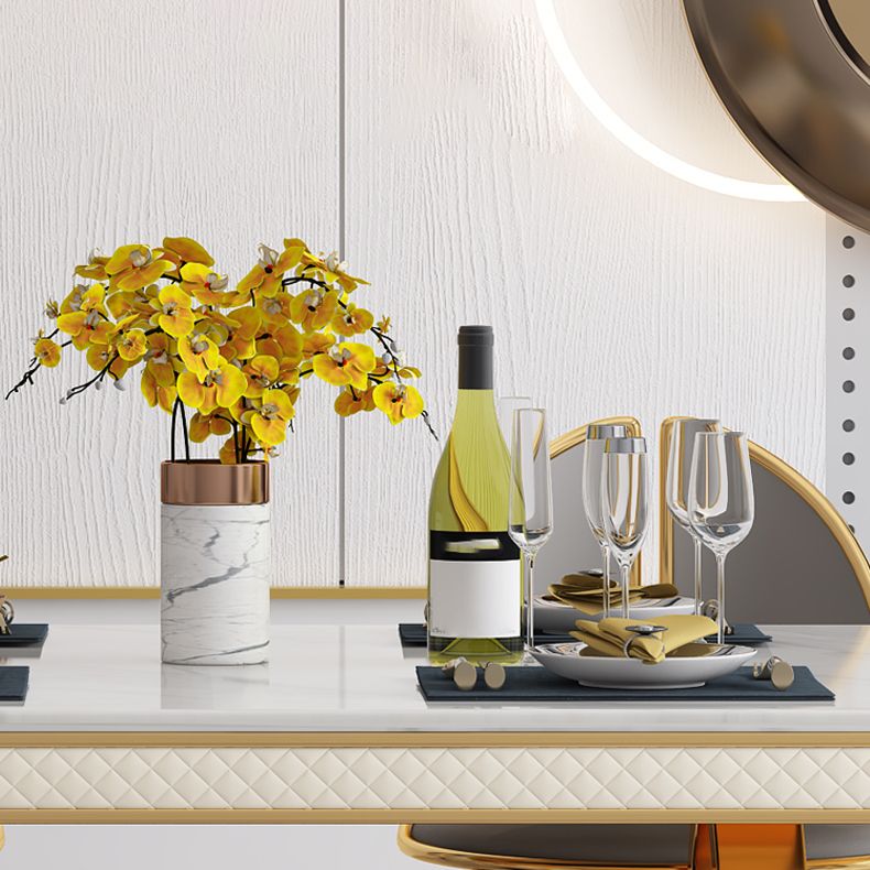 Modern 1/2/5/7 Pieces Dining Set Marble Dining Table with Leather Chairs