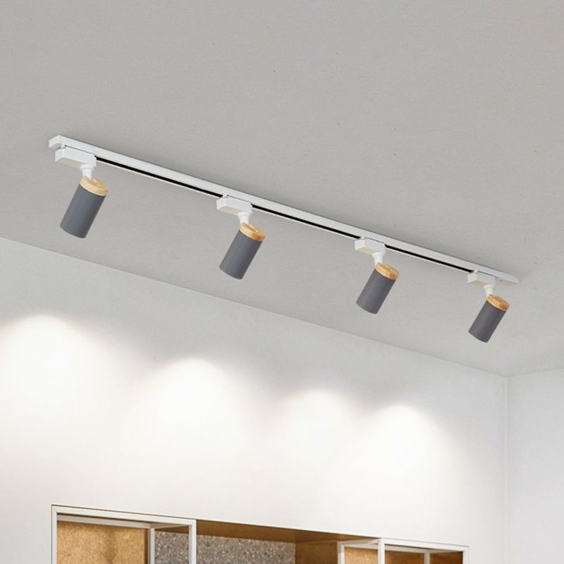 Tube Shaped LED Track Lamp Minimalist Metal Bedroom Semi-Flush Mount Ceiling Light