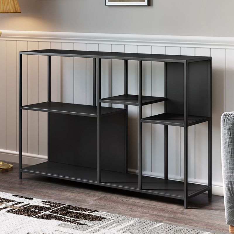 Horizontal Metal Bookcase Modern Open Back Bookshelf with Shelves