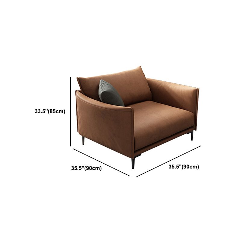 Contemporary Dark Brown Cushions Standard Square Arm Stationary Sofa