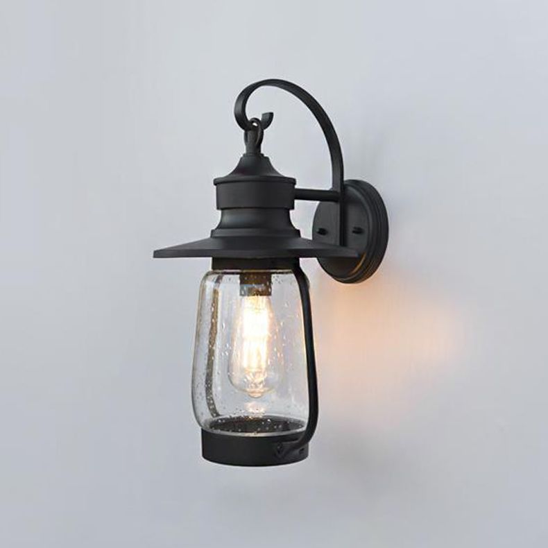 Glass Geometric Shade Wall Lighting Industrial Style 1 Light Wall Mounted Light Fixture in Black