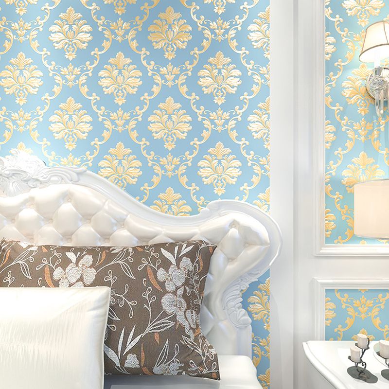 Lake Blue Victoria Wallpaper 54.2-sq ft Embossed Medallion Wall Decor for Bedroom