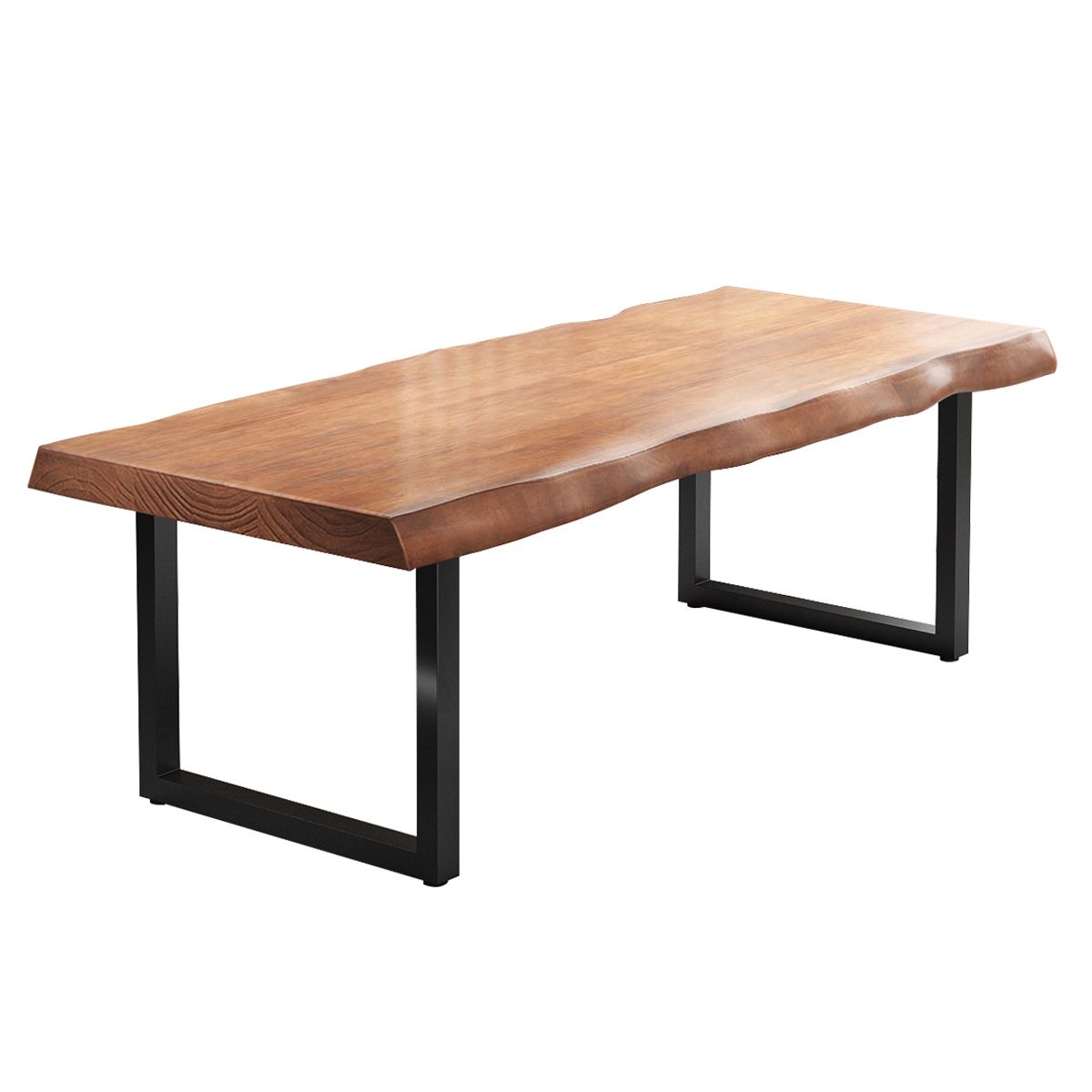 Pine Wood Top Dining Table Rectangle Table with Sled Base in Black