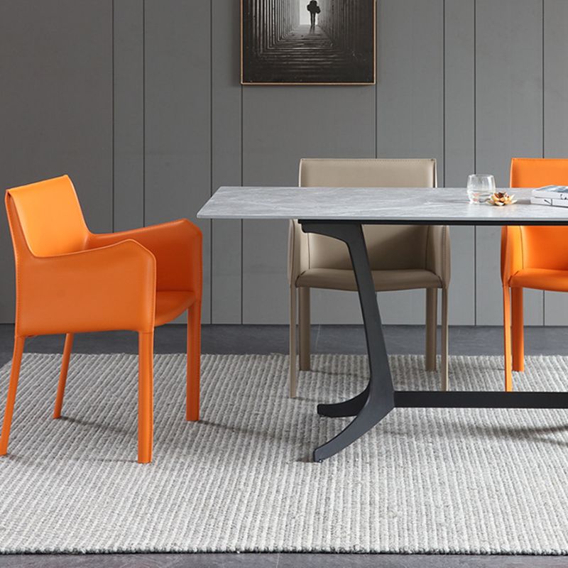 Modern Style Upholstered Dining Chair Faux Leather Dining Armchair