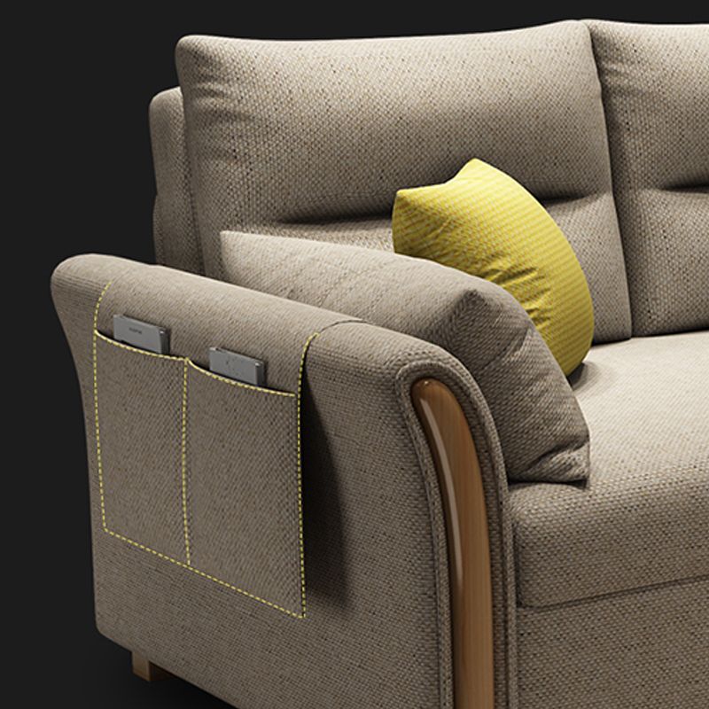 Brown Convertible Settee Furniture Flared Arm Standard Bed Settee