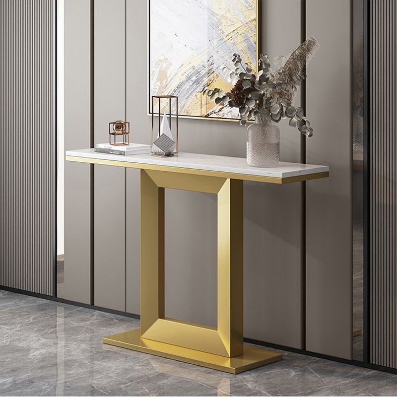 Marble Top Accent Table with Pedestal Base for Hall 31.5" High Console Table