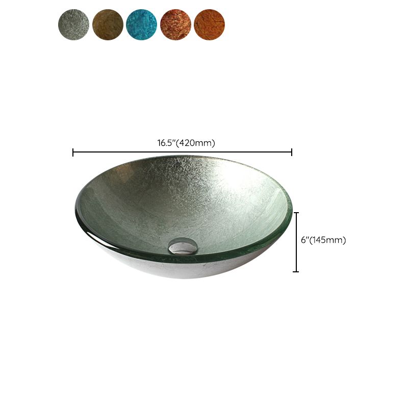 Traditional Vessel Bathroom Sink Round Hand Distressed Basin Sink(Not Including Faucet)