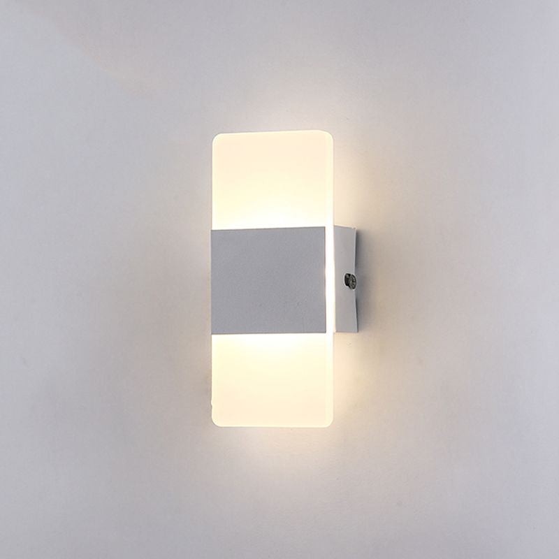 Geometry Shape Metal Wall Light Modern Style 1 Light Wall Mount Lamp in White