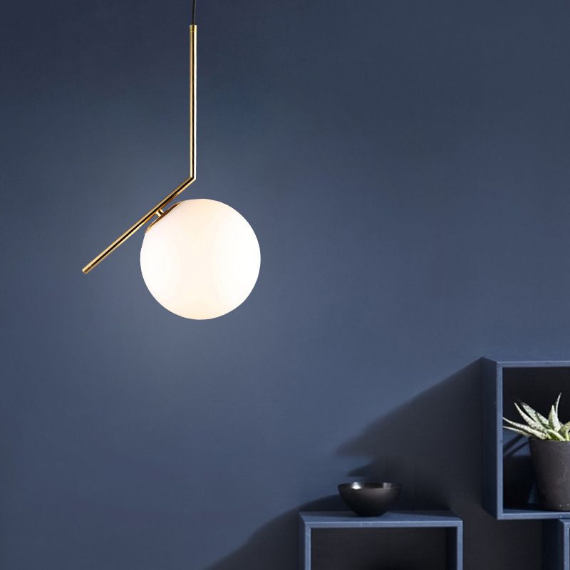 Brass Globe Single Pendant Light in Modern Creative Style Wrought Iron Hanging Lamp with Glass Shade