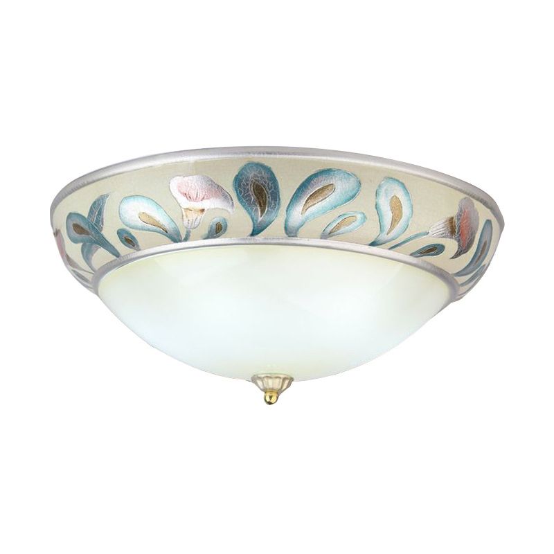 Kuppel-Deckenleuchte aus mattweißem Glas, rustikale, traditionelle 3/4-Licht-Wohnzimmer-Einbauleuchte