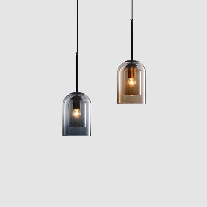 Double Glass Indoor Pendant Light in Modern Creative Style Wrought Iron Hanging Lamp