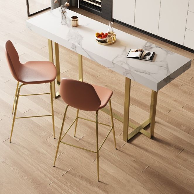 1/3 Pieces Bar Stool and Table Set, Glam Fixed Table and Rectangular