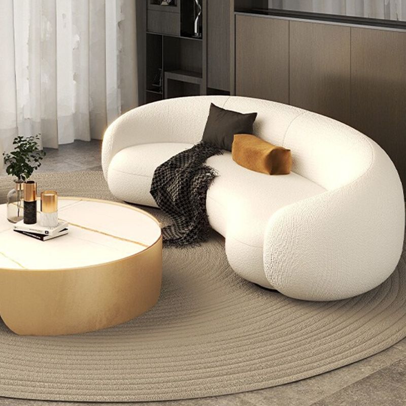 Contemporary Tight Back Settee Bench Curved Settee Couch in Grey/white