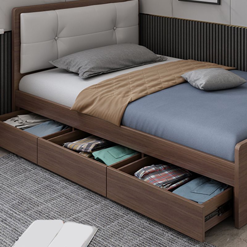 35.43" Scandinavian Panel Bed with Headboard Upholstered Low Profile Bed