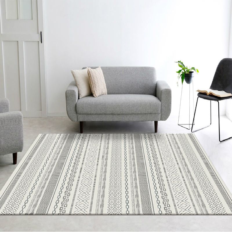 Beige Lijn Tapijten Polyester Modern Tapijt Non-Slip Backing Rug voor woonkamer