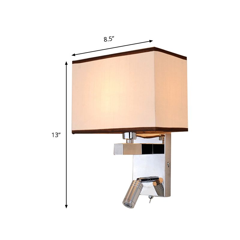 Lampada da parete rettangolare contemporanea Tessuto Light Accondatura Led Sconce Sconce All in Chrome con i riflettori