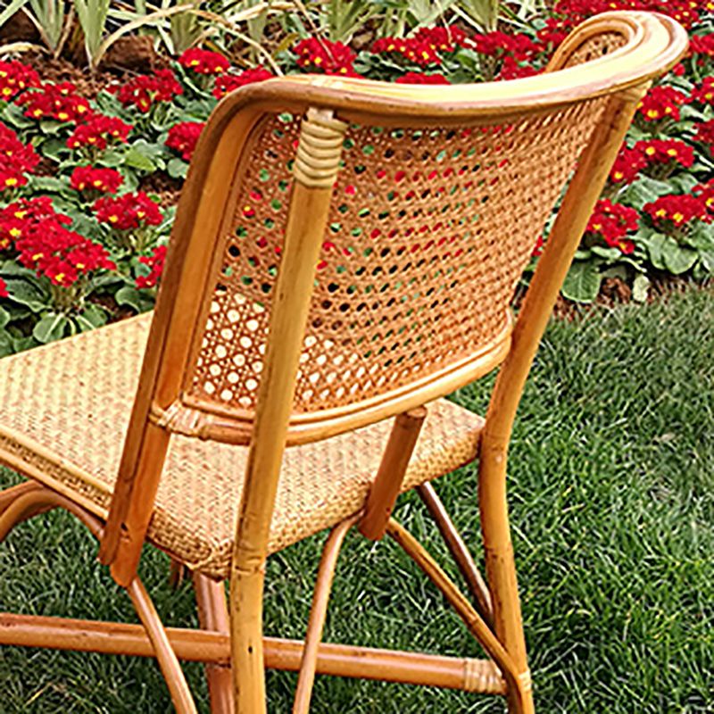 Tropical Natural Patio Dining Chair Rattan Armless Open Back