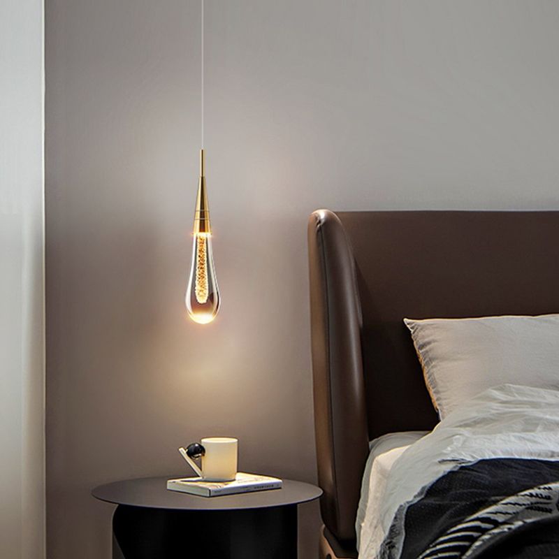Luce a ciondolo a led lacrima oro in moderna luce in alluminio in alluminio in alluminio con tonalità di cristallo