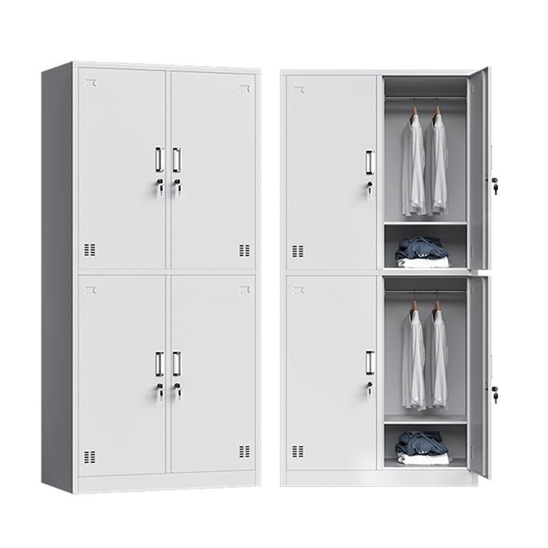 Grey Steel Storage Cabinet for Bathroom Contemporary Cabinet with Hinged Doors