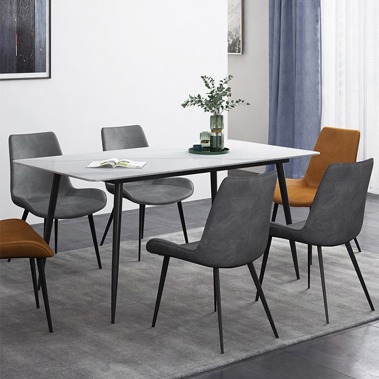 Industrial Rectangle Stone Table Standard Height Kitchen Table with 4 Legs