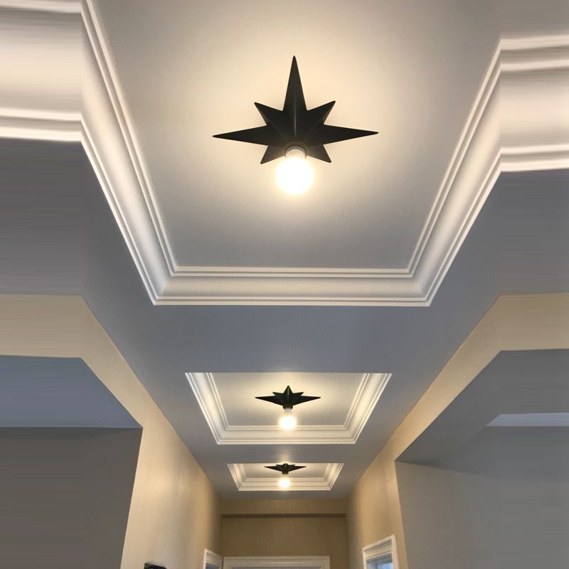 Plafonnier encastré étoile anis noir/bronze luminaire contemporain en métal à 1 tête pour escalier