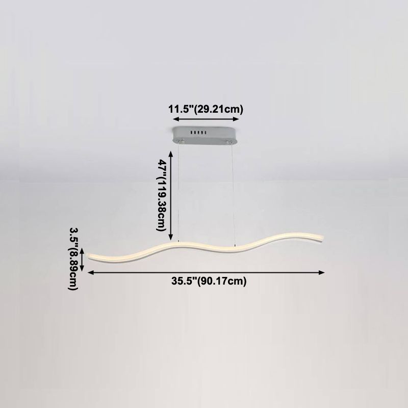 White Metal Hanging Pendant Lights Modern S Shape Hanging Lamps for Office