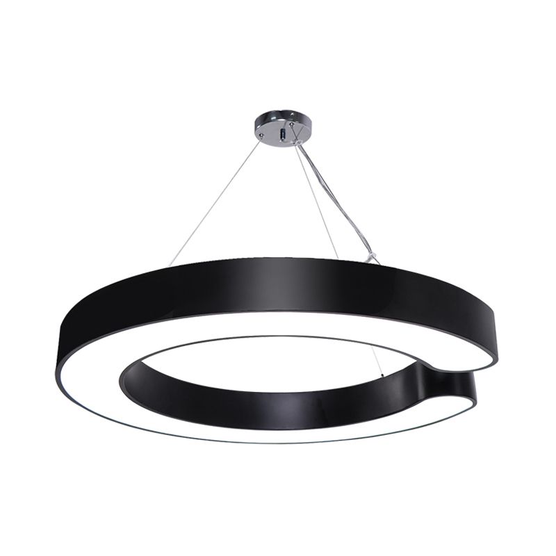 19.5"/23.5"/31.5" Wide C Shape Hanging Lighting Minimalist Metal Led White/Black Ceiling Pendant Lamp in White/Warm/Natural Light