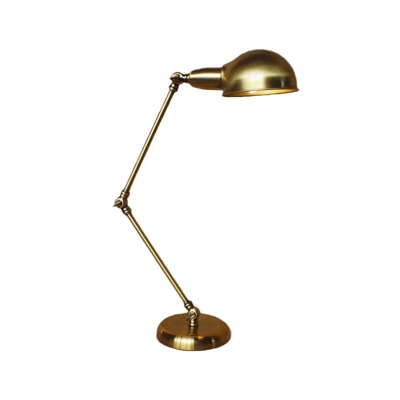 1 Light Swing Arm Desk Lighting with Dome Shade Industrial Brass/Chrome Metal Reading Lamp