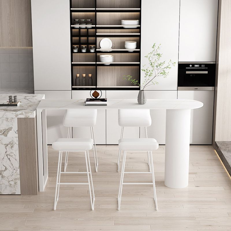Stone Modern Indoor Bistro Bar Table Double Pedestal Bar Height Cocktail Table