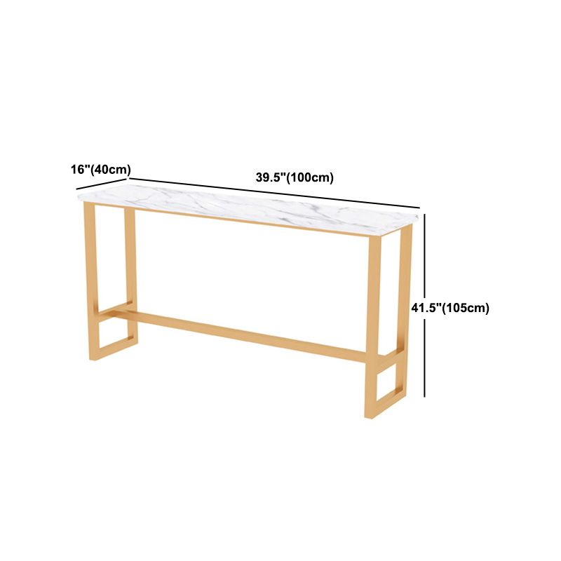 1/2/5 Pieces Modern Iron Bar Table Set Rectangle Engineered Wood Bistro Set with Footrest