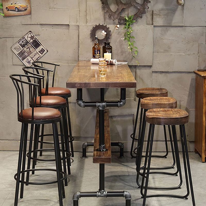 Industrial Metal Dining Stools Armless Bar Stools with Footrest