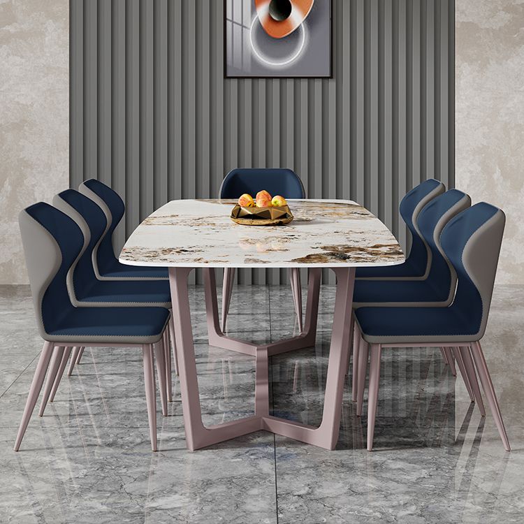 Nordic Glam Rectangle Sintered Stone Dining Table Set 1/4/6/7/8 Pieces Dining Set