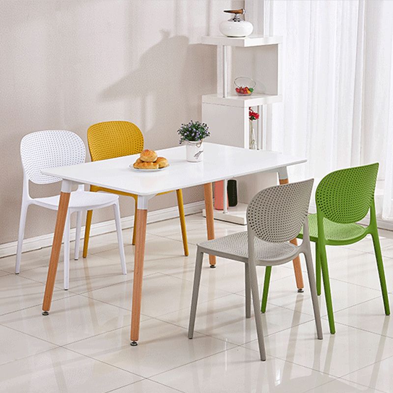 Silla lateral moderna de plástico para interior y exterior, silla lateral de comedor con respaldo abierto para el hogar