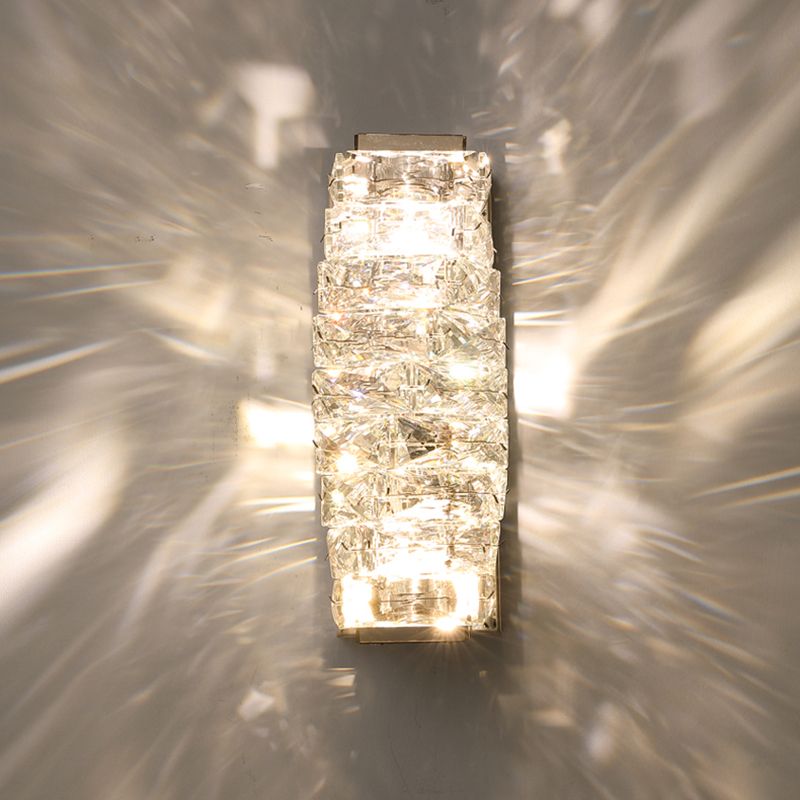 Lámpara de pared de acero inoxidable de pared LED rectangular moderna de lujo con sombra de cristal