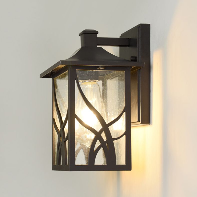 American Style Glass Wall Light Brown 10.5" High Wall Sconce for Outdoors