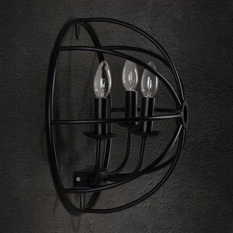 2 luces de 2 luces en forma de candelabro a la pared de estilo industrial de pared negro pluma de montaje de pared de bombilla abierta en negro