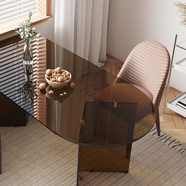 Contemporary Free Form Table Clear Glass Top Table for Dining Room