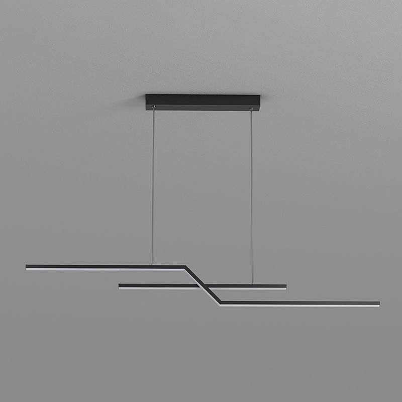 2 Light Linear Island Lighting Modernism Metal Chandelier Light Fixture for Dining Room